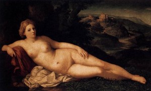 Nymphe dans un paysage, Palma Vecchio, Vers 1520, Gemäldegalerie, Dresde